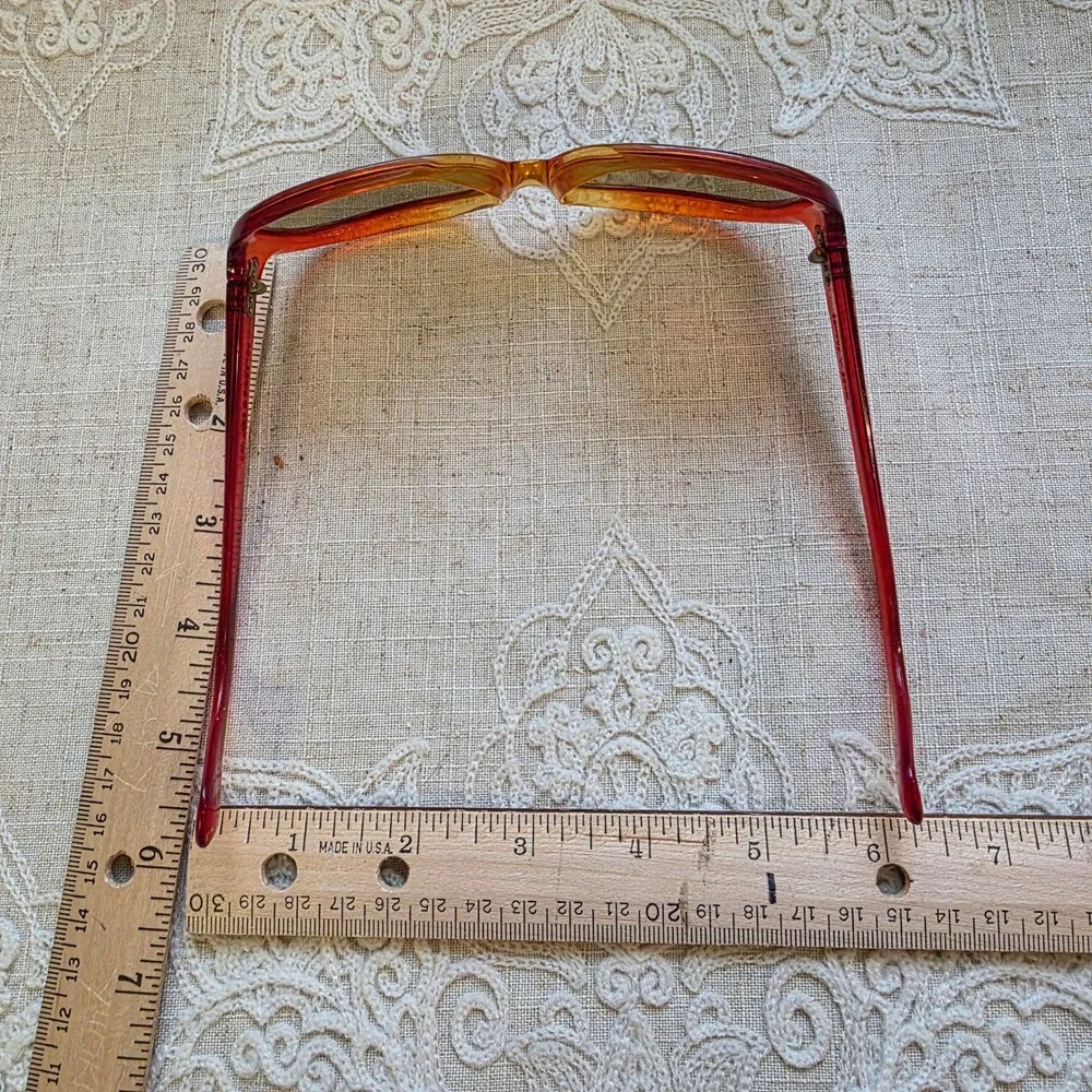 Vintage Womens Sunglasses 70s Polaroid Oversized Butterfly 8637 Amber Red France